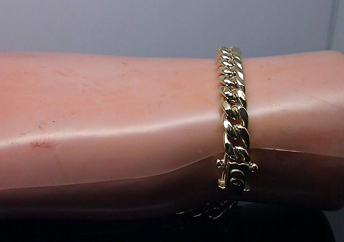 REAL 10k Yellow Gold Miami Cuban Chain Bracelet 7.5 Inch Men Women Gift Genuine