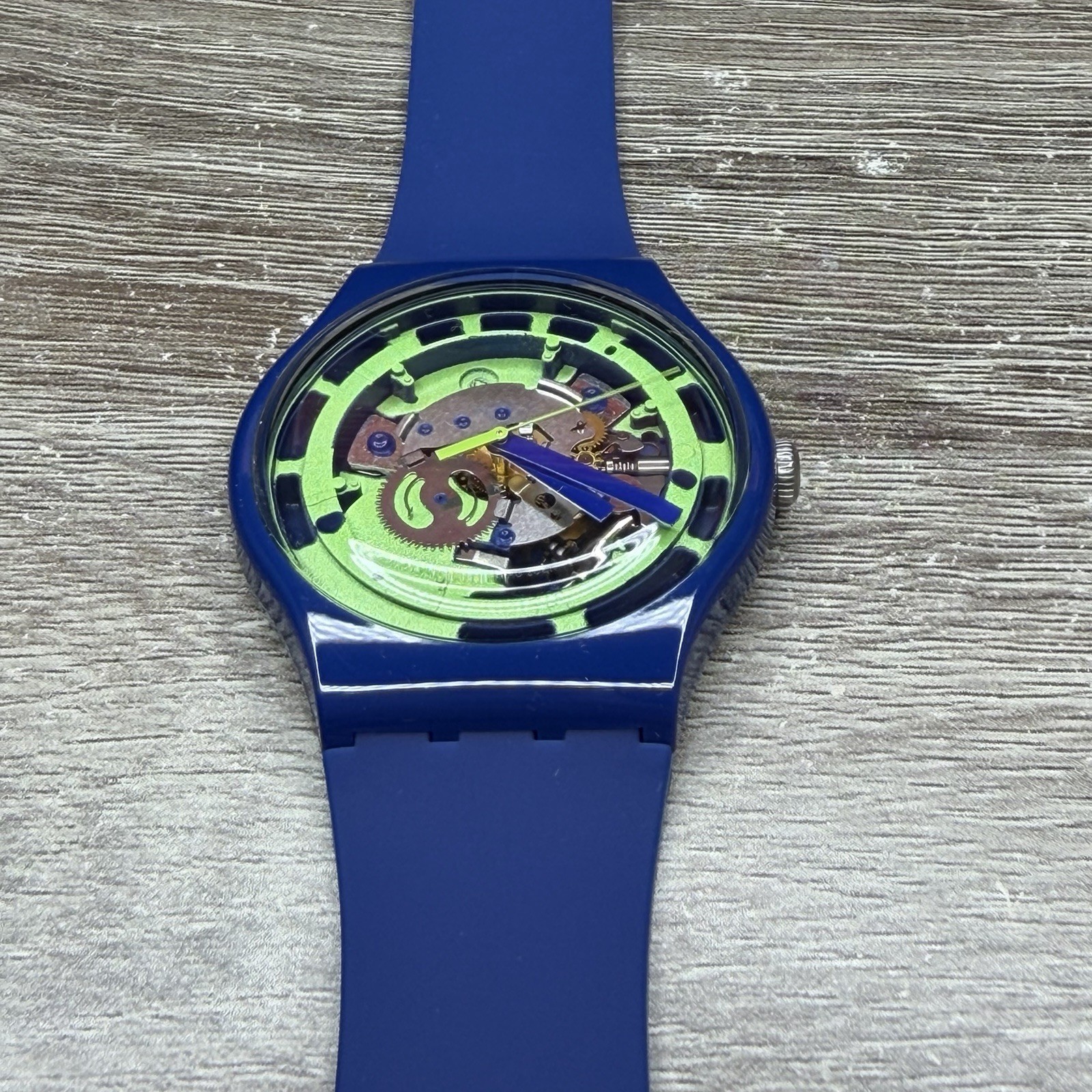 NEW✅SKELETON✅ Swatch Originals GREEN ANATOMY Blue Silicone Unisex Watch SUON147