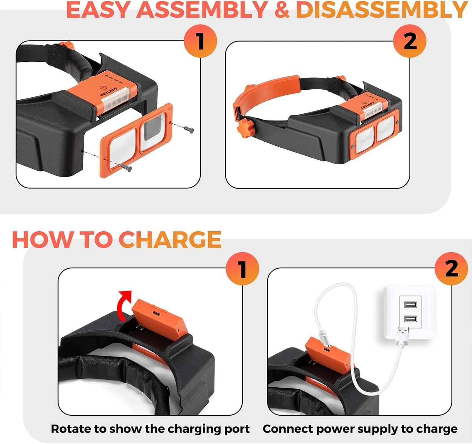 Headband Magnifier with Light Jeweler Magnifying Glass Loupe Visor Optivisor NEW
