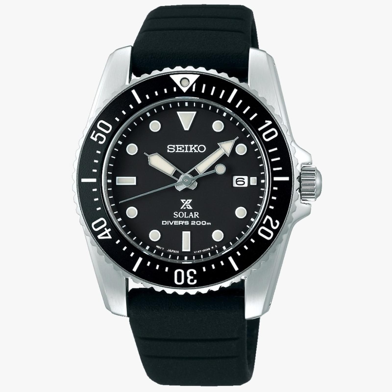 SEIKO ProspeX SNE573P1 Solar Divers 200m Watch Rubber V147 Black Rubber Date NOS