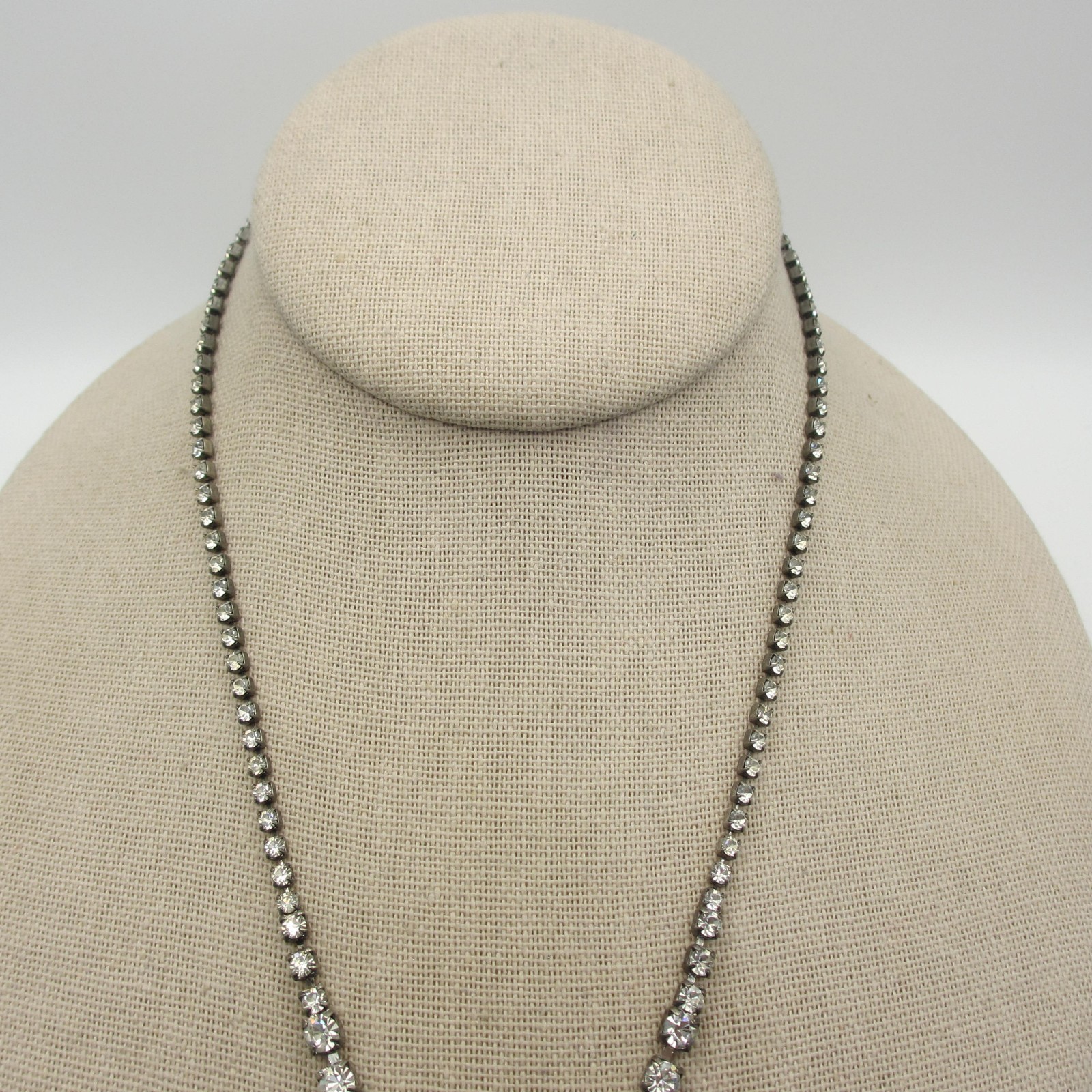 Vintage Rhinestone Necklace Prong Set Dainty Special Occasion 16 Inch