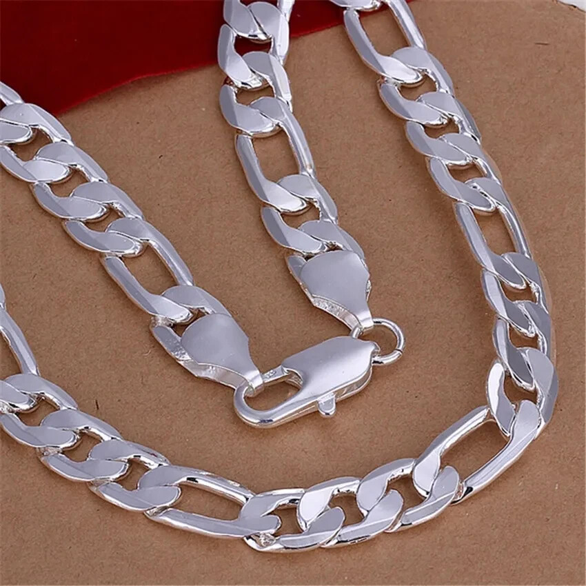925 Sterling Silver necklace classic 12MM Cuban chain 18-30 inch Fashion jewelry