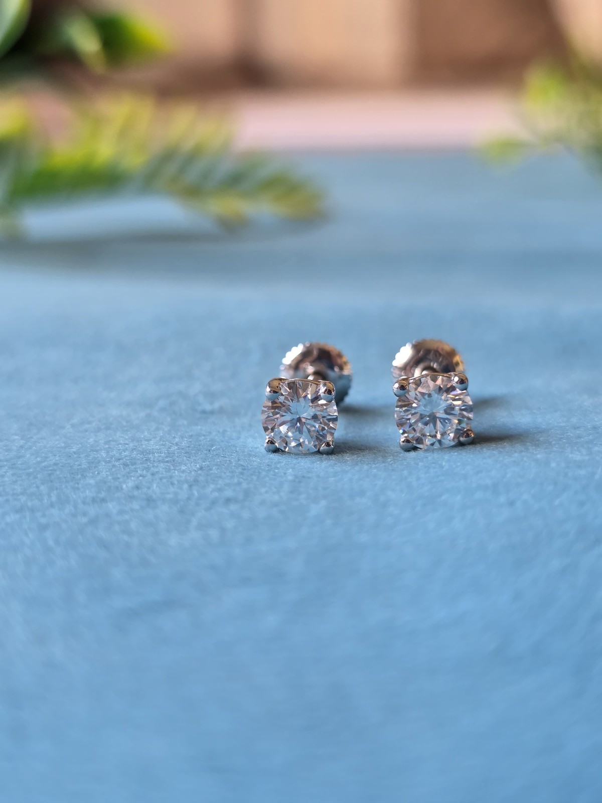 GIA 3.00Ct Round Cut Natural Diamond Stud Earrings In 14K White Gold Pair