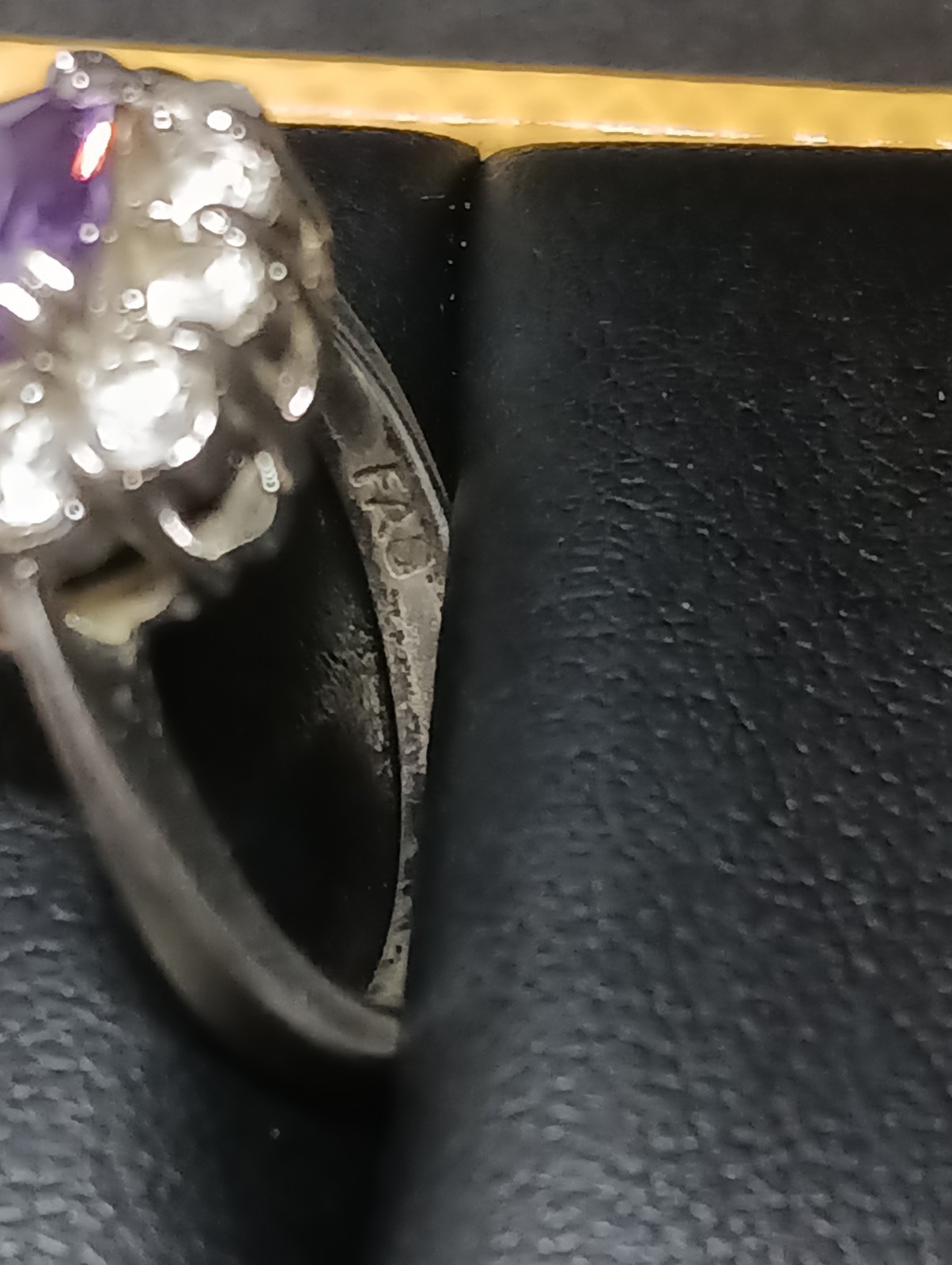 Vintage FAS 925 Sterling Silver Purple CZ Princess Cut Halo Cocktail Ring Size 7