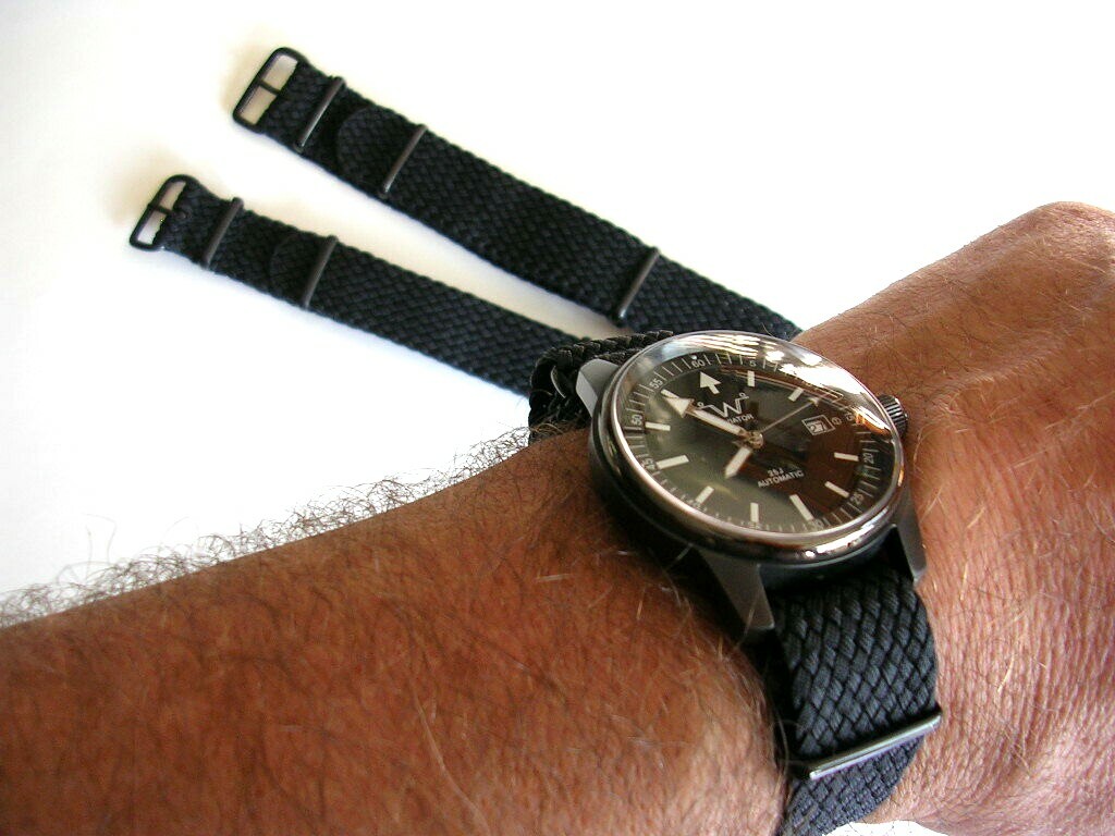 20mm Black PVD Braided NATO G10 ® Woven HD Nylon watch band RAF strap IW SUISSE