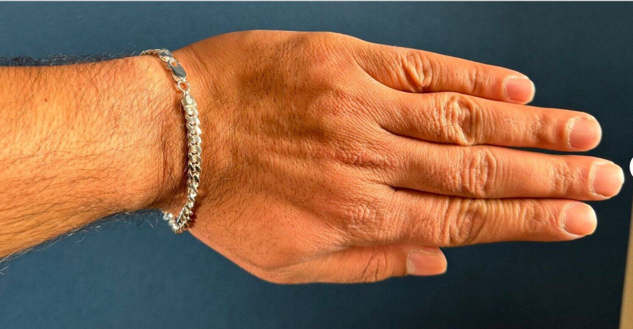 Mens Real Solid 925 Sterling Silver Miami Cuban Bracelet 7-8Inch 4-6MM