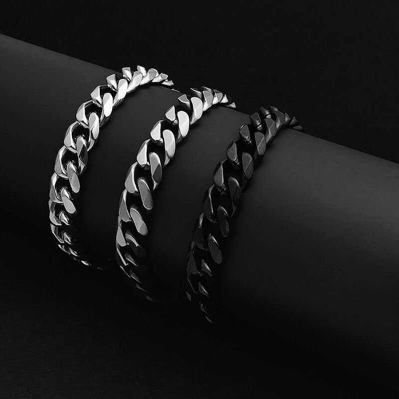 10mm Wide Man Woman Stainless Steel Curb Cuban Link Chain Bracelet Bangle Cuff