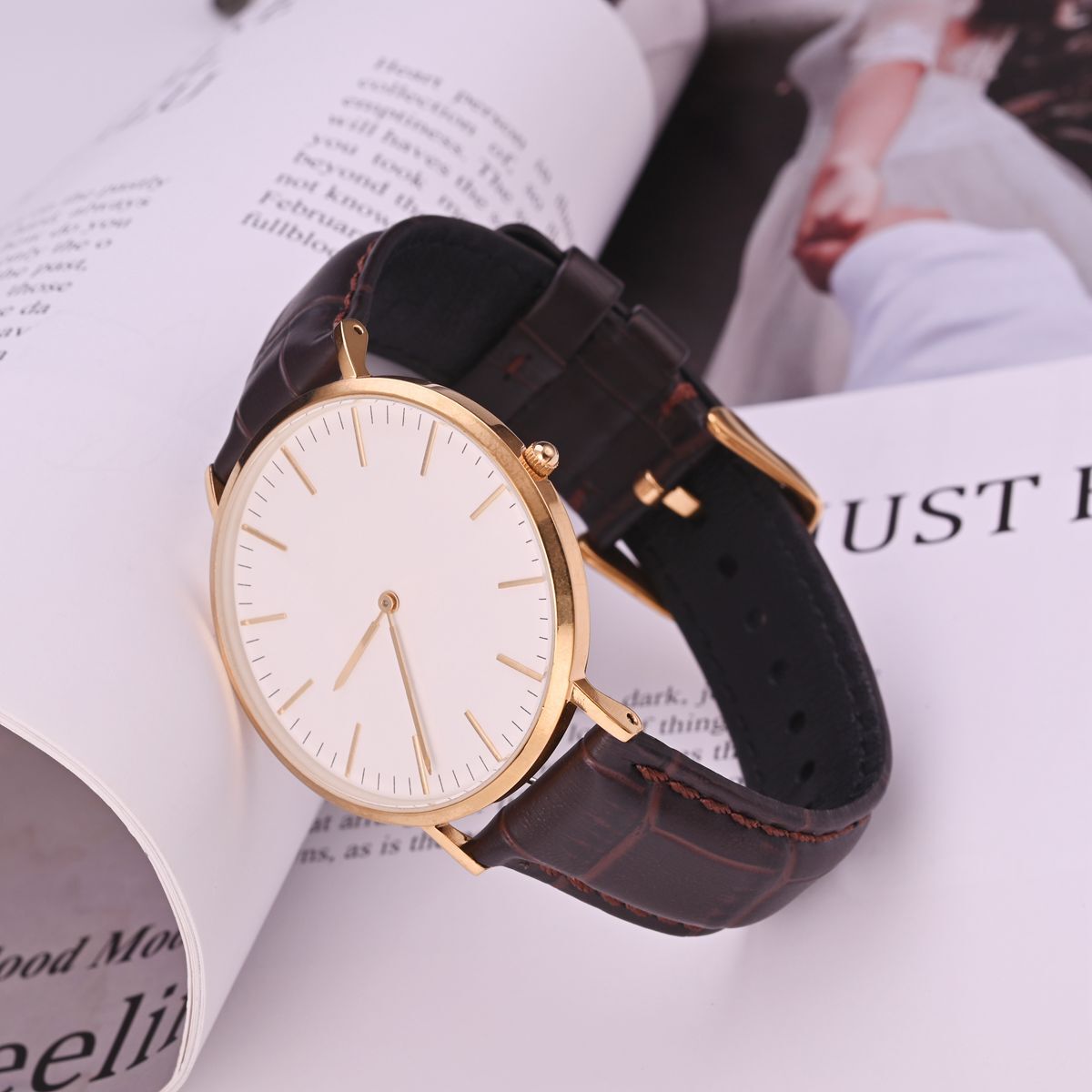 WOCCI Alligator Grain Calfskin Leather Watch Strap 18mm 20mm 22mm 24mm for Men