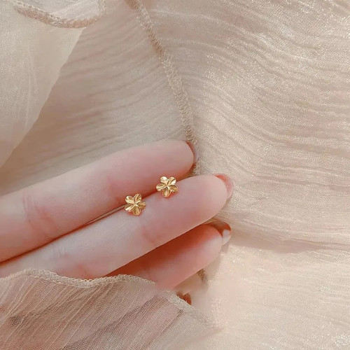 925 Sterling Silver Tiny Leaves Olive Leaf Dainty Minimalist Women Stud Earrings