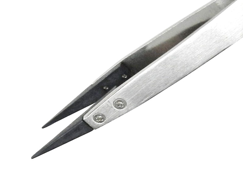 Tweezers Non Static Fiber Tip Precision Anti-Static Stainless Steel Tweezers 5″