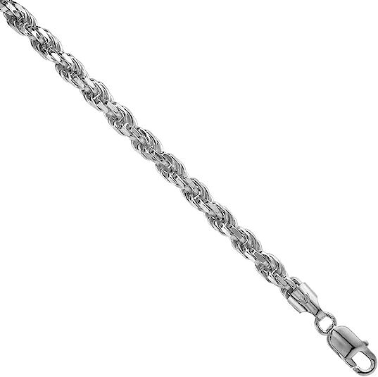 5mm Sterling Silver D/C Rope Chain Necklaces Bracelets Handmade Italy 7 to 30 in