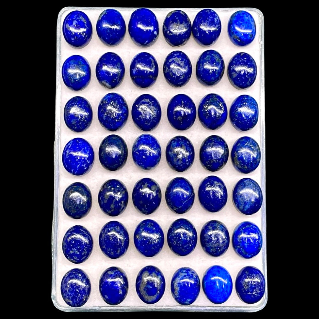 50 Pcs Natural Untreated Lapis Lazuli 10x8mm Oval Loose Cabochon Gemstones Lot