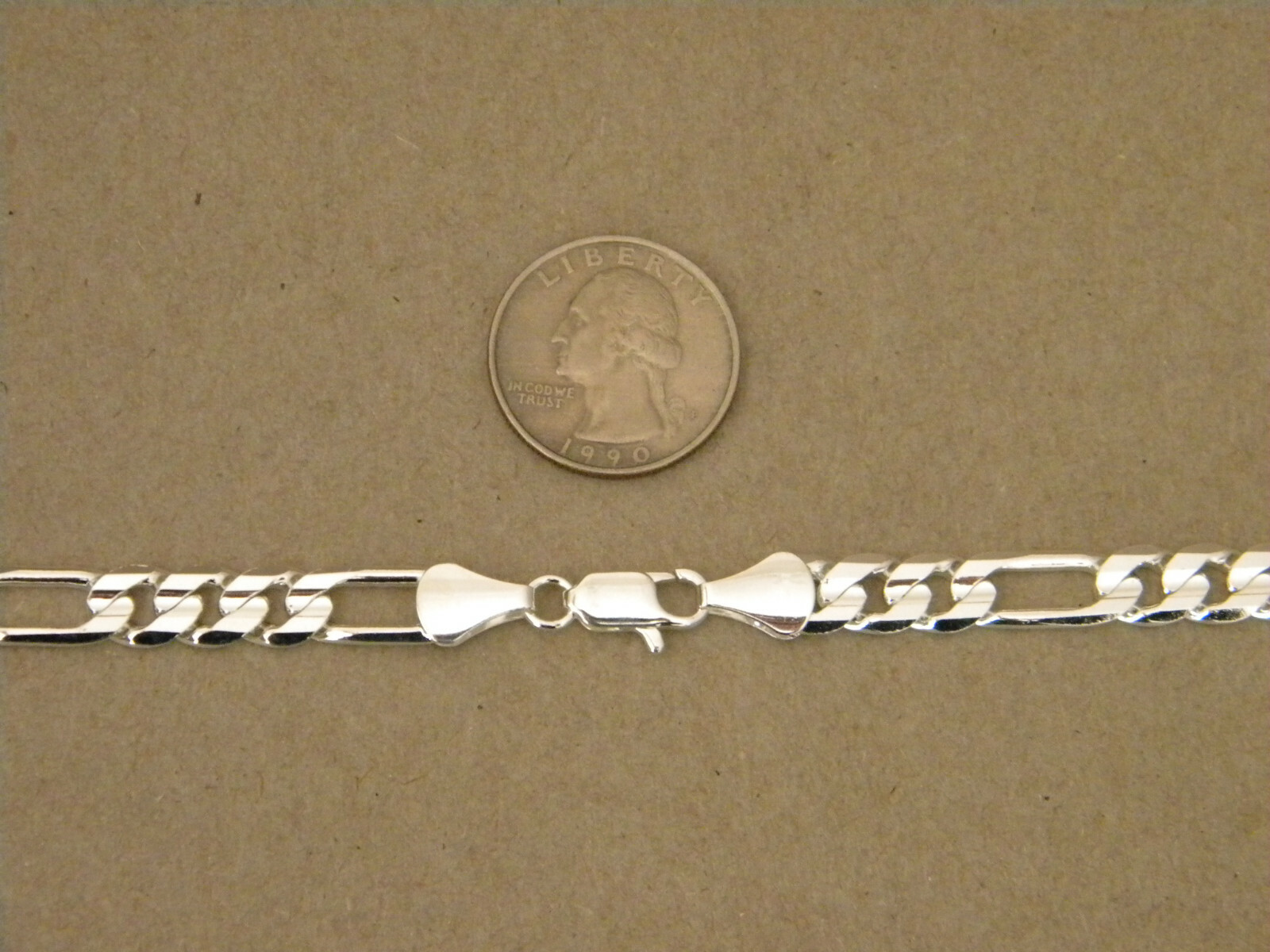 Men’s Large Silver Plated Concave Figaro Necklace 30in inch long 7mm Wide New