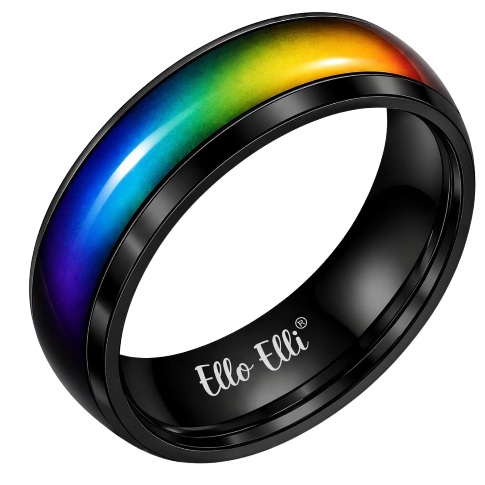 Color Changing Mood Ring 8mm for Men & Women, Stainless Steel Comfort Fit, Silve