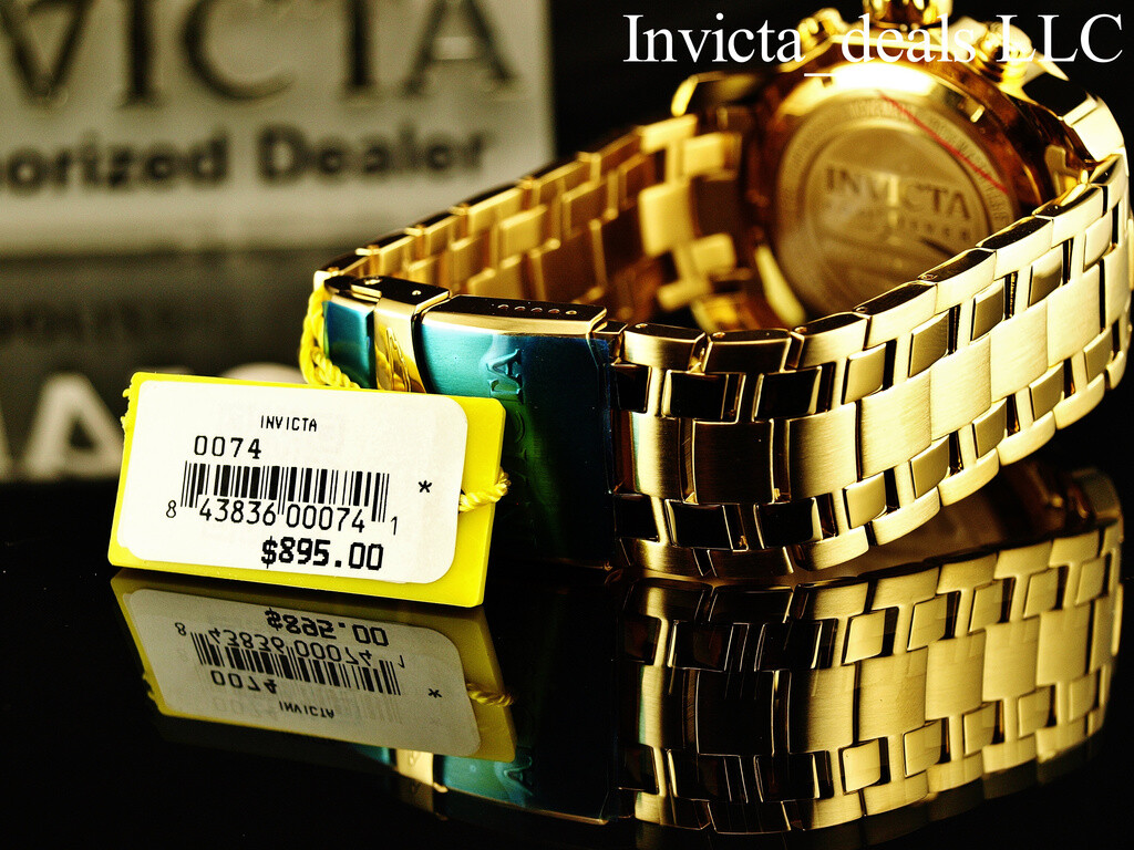 Invicta Men’s 48mm PRO DIVER Scuba Chronograph Gold Dial 18K Gold Plated Watch