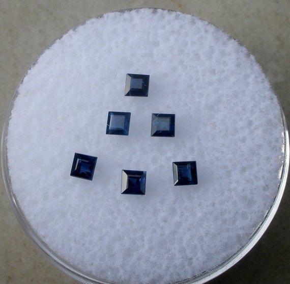 6 Blue Sapphire Princess Loose Faceted Natural Gems 2mm each