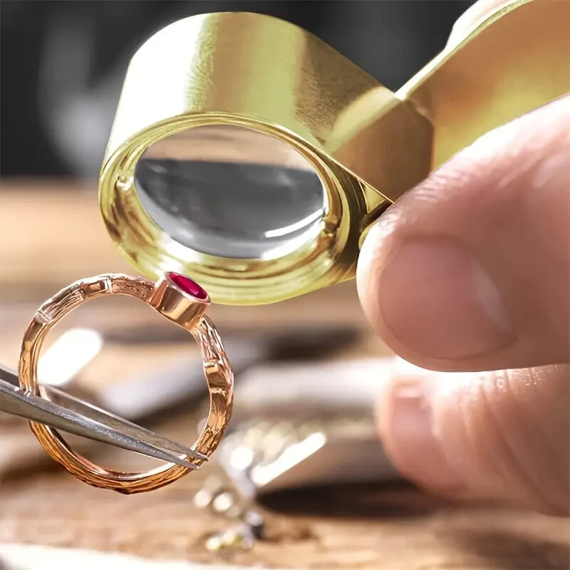 Gold 30X Jewelers Loupe Magnifier Pocket Magnifying Glass Coin Jewelry Loop Eye