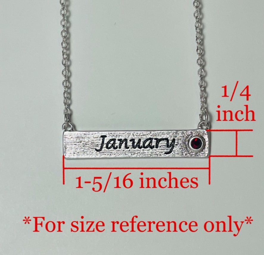 Personalized June Birthstone Necklace Bar Pendant Dainty Silver Plated