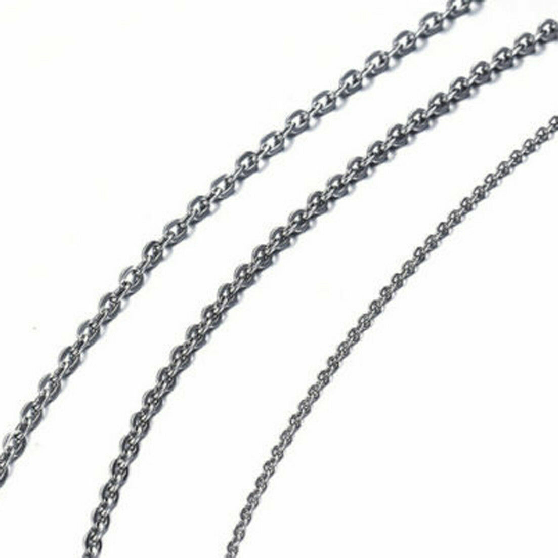1.5-3.2mm 16″-32″ Wholesale In Bulk Stainless Steel Silver Oval Chain Necklace