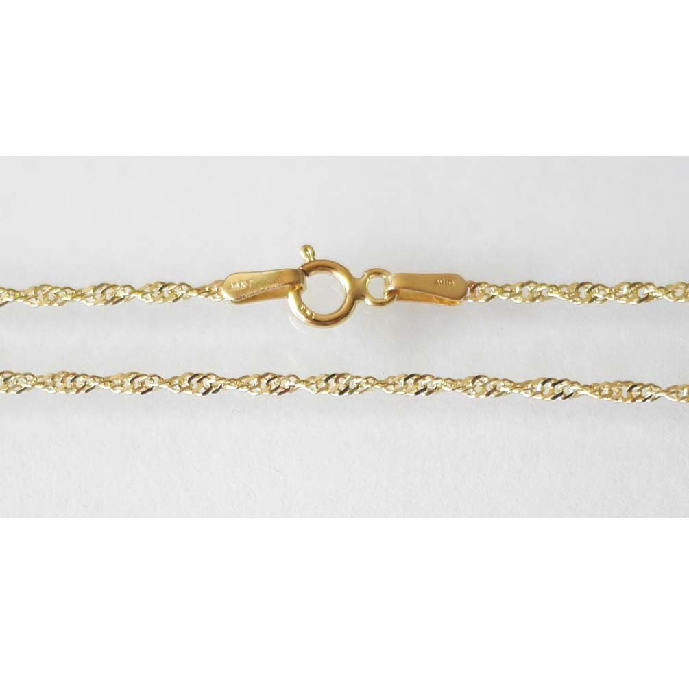 14K Solid Yellow Gold 025Y Singapore Chain W: 1.2 mm Length 16 inches (40 cm) 10