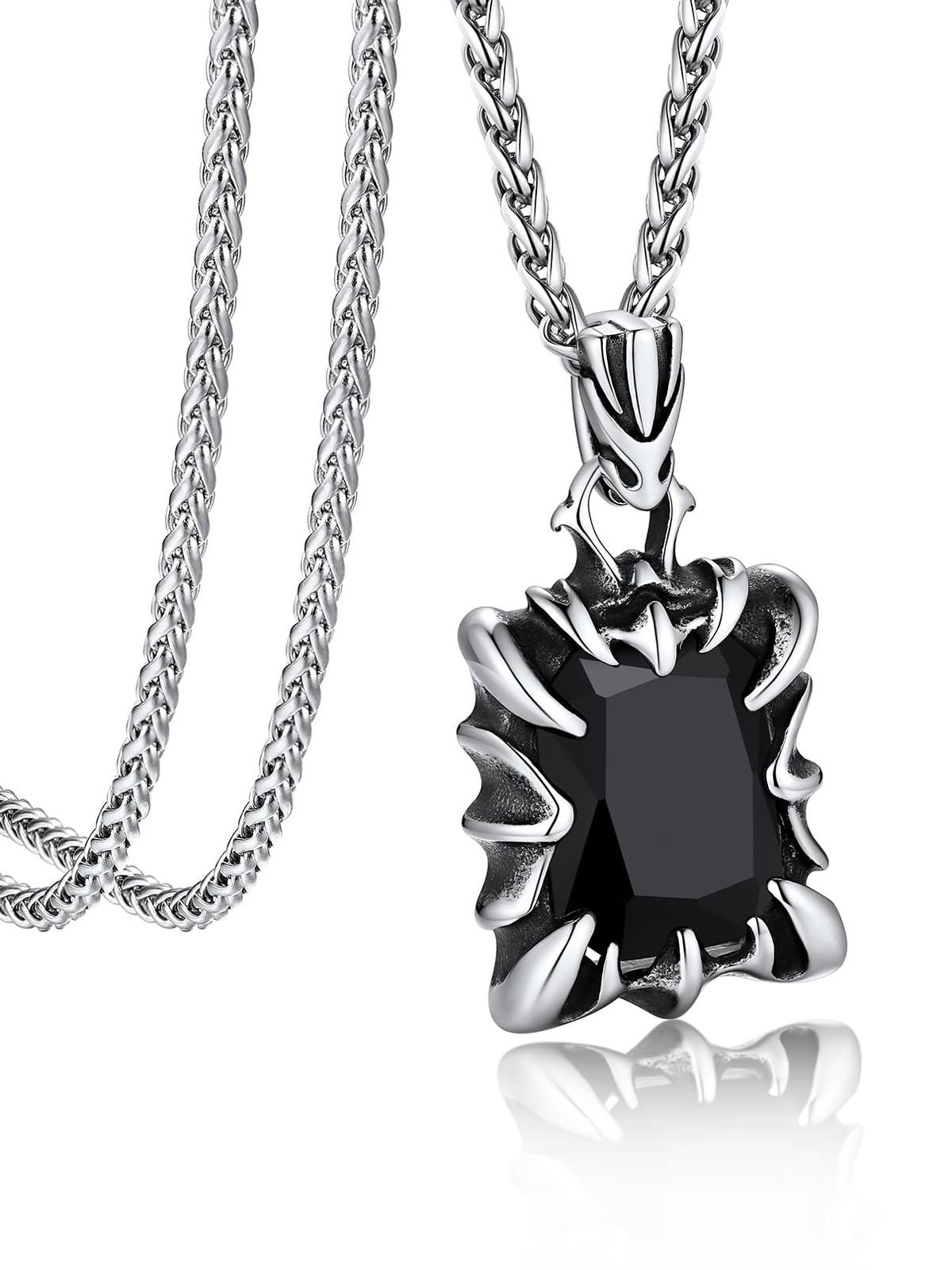 Bandmax Stainless Steel Dragon Claw Pendant Necklace for Men Women Black Onyx…