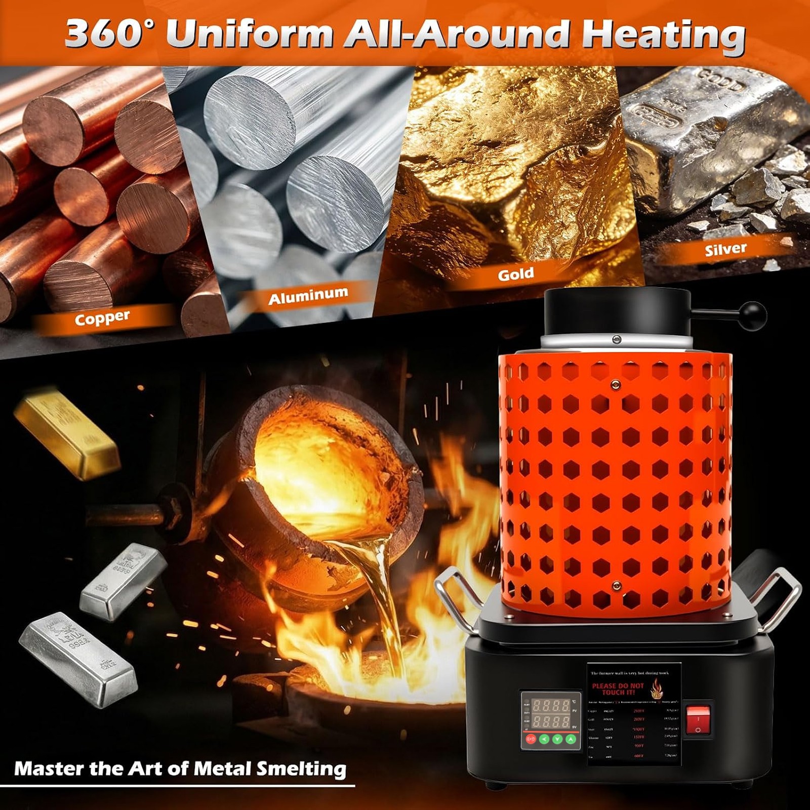 Electric Metal Melting Furnace 110V Gold Silver Smelting Machine 3KG 5KG Kit
