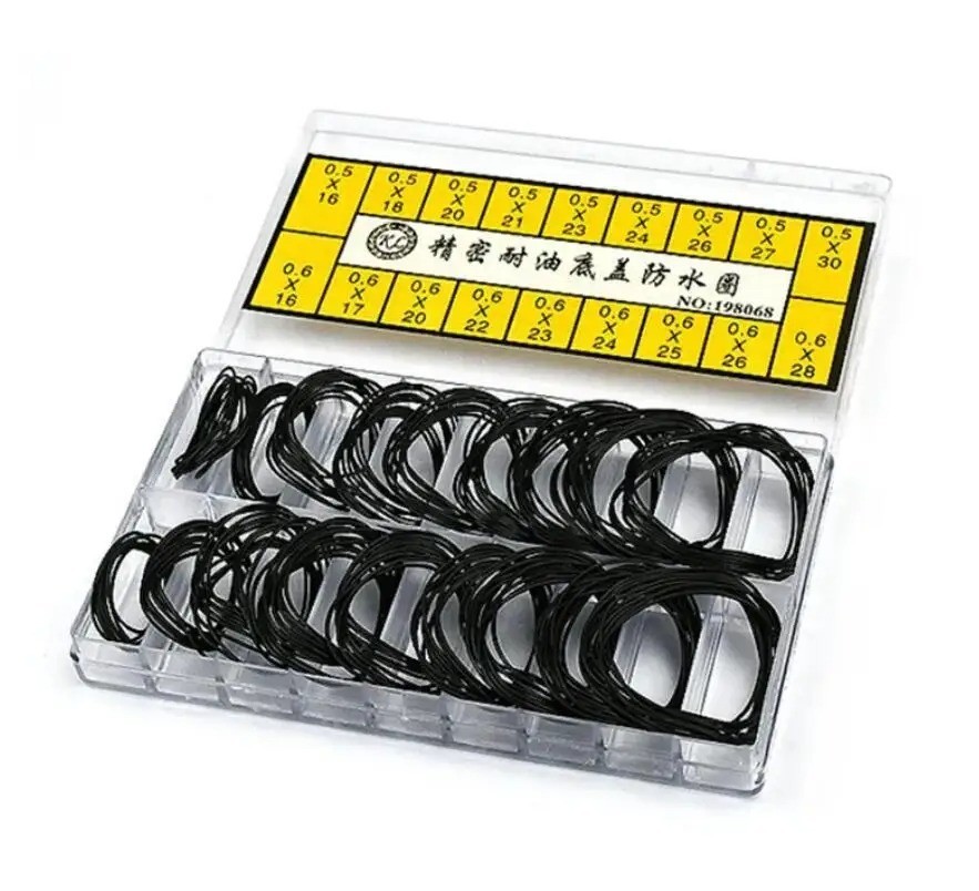 200pcs 0.5&0.6mm Waterproof Watch O-Ring Rubber Gasket Assortment For Watchmaker