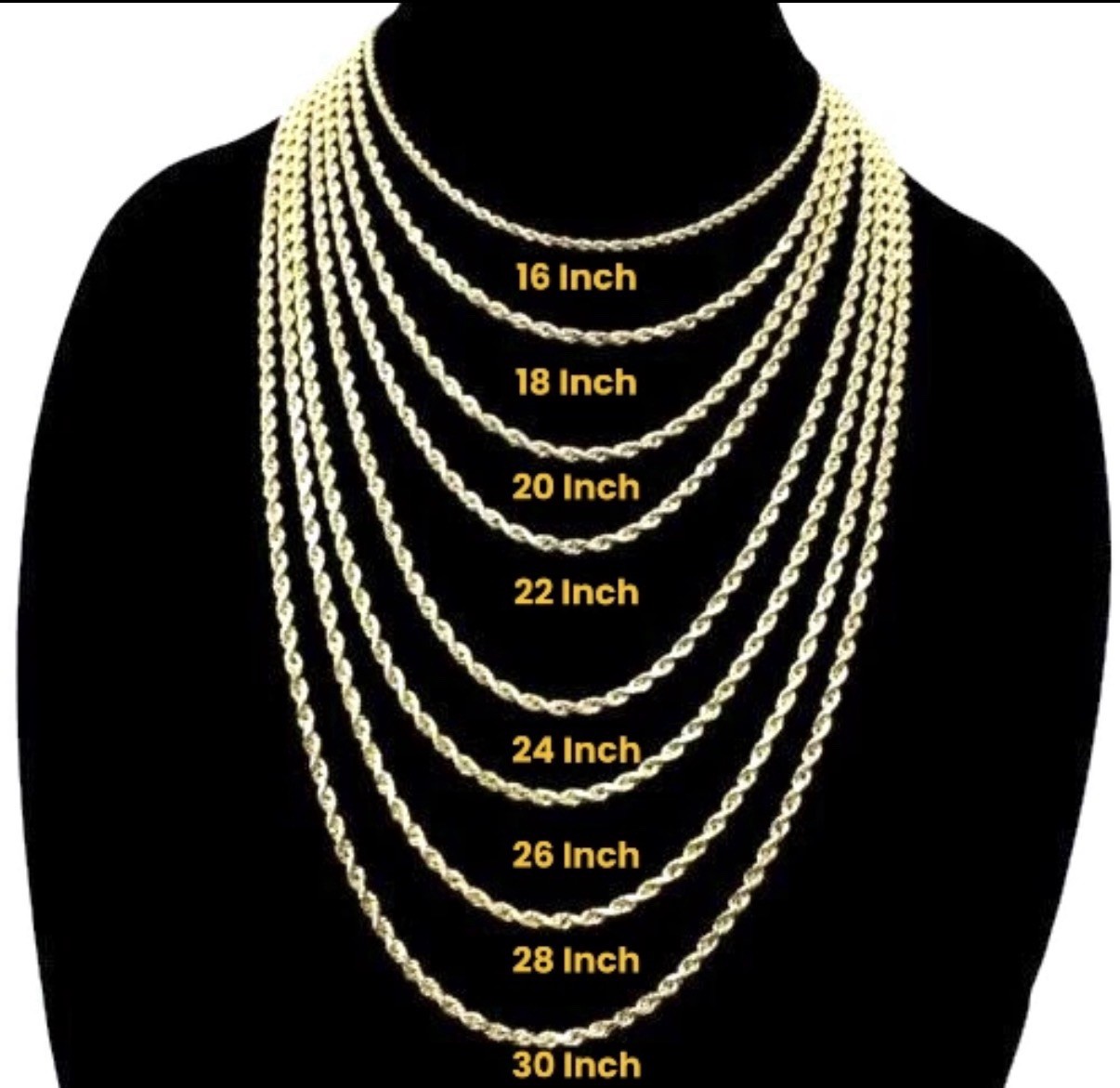 10K Gold Rope Chain Necklace, Lobster Clasp, 22inch 6mm