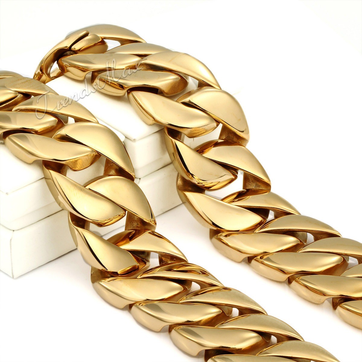31mm Gold Chain Necklace for Men’s 316L Stainless Steel Curb Cuban Link HEAVY