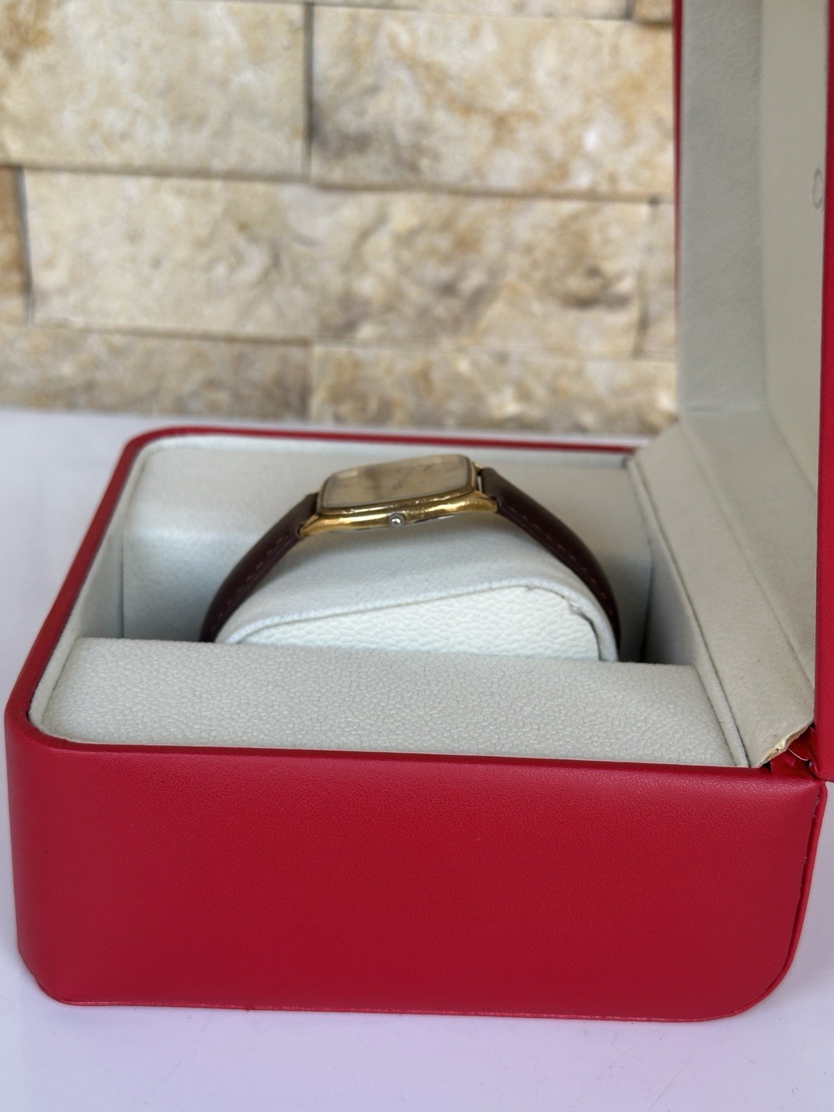 Vintage Omega De Ville 191.0182 Gold Plated Quartz 30x37mm Tapestry Dial Boxed