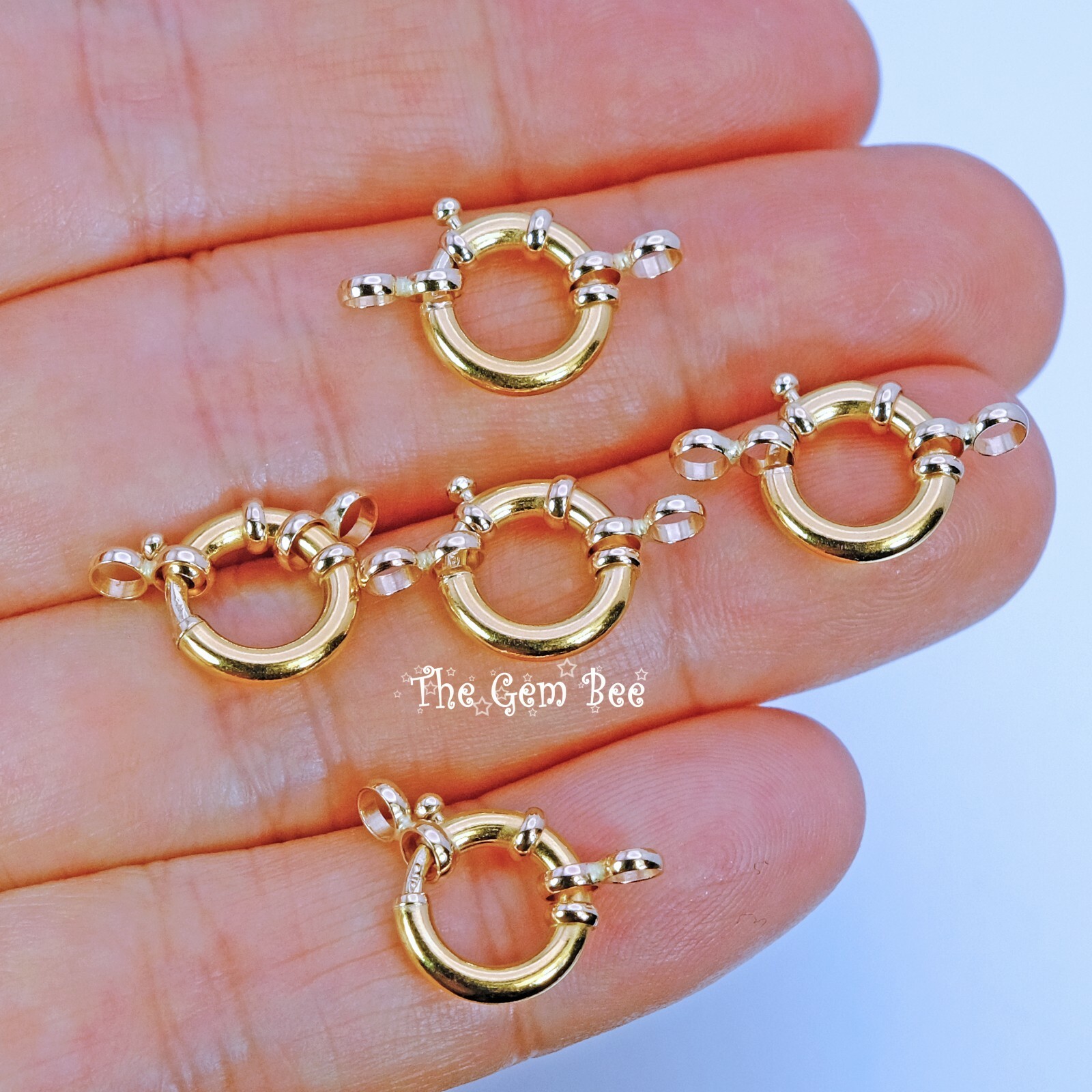 10MM 14k Solid Yellow Gold Designer Italy Spring Bolt Ring Sailor’s Clasp