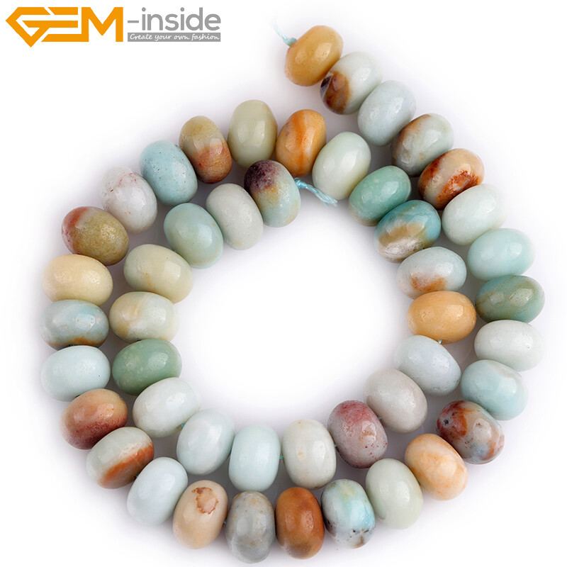 Natural Amazonite Rondelle Spacer Beads Gemstone Loose Beads Jewelry Making 15″