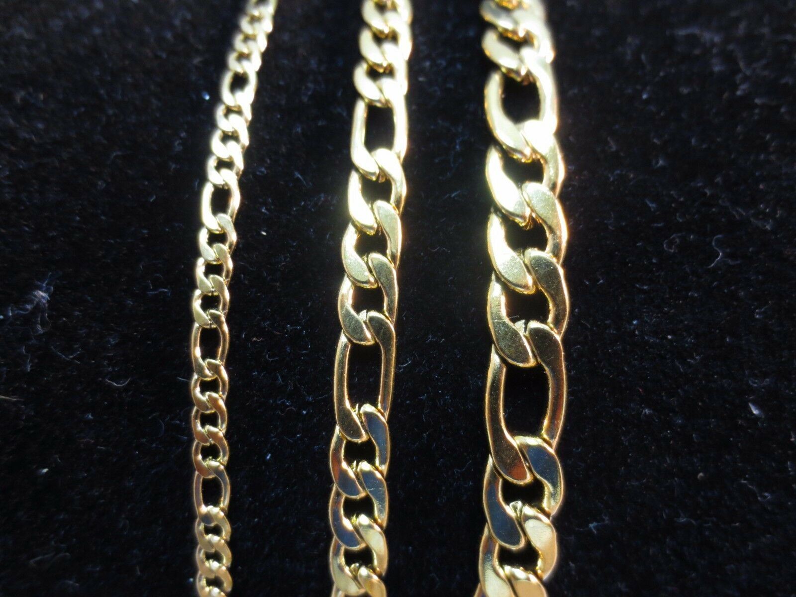 7-42″ 3/5/7mm GOLD PLATED STAINLESS STEEL FIGARO ROPE CHAIN NECKLACE GOLD