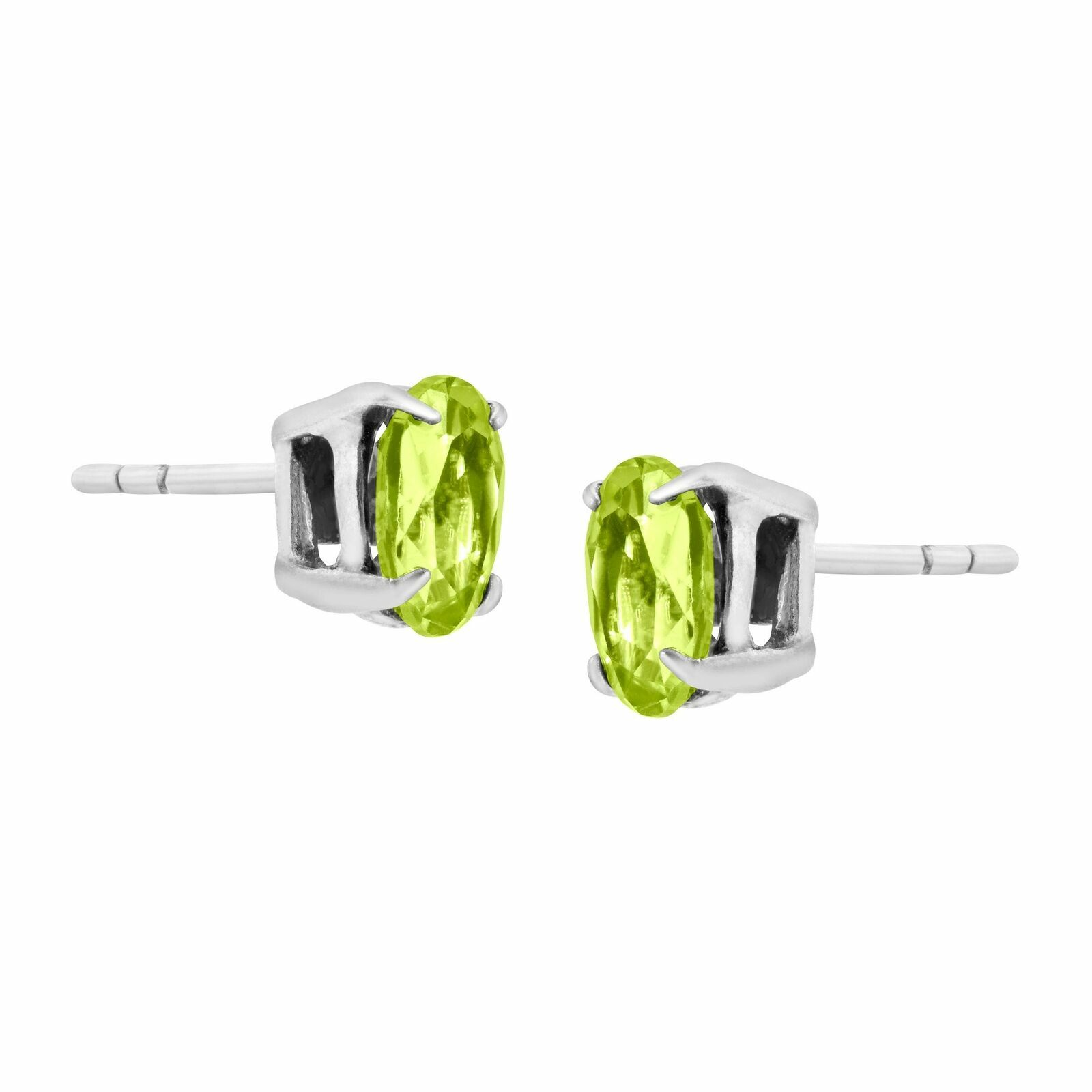 Women’s 925 Sterling Silver 4 Ct Peridot 6mm Oval Stud Earrings