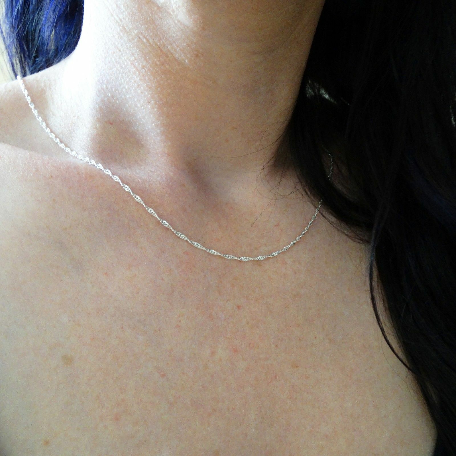 Sterling Silver Singapore Chain Necklace 1.5mm Italy 16″-30″
