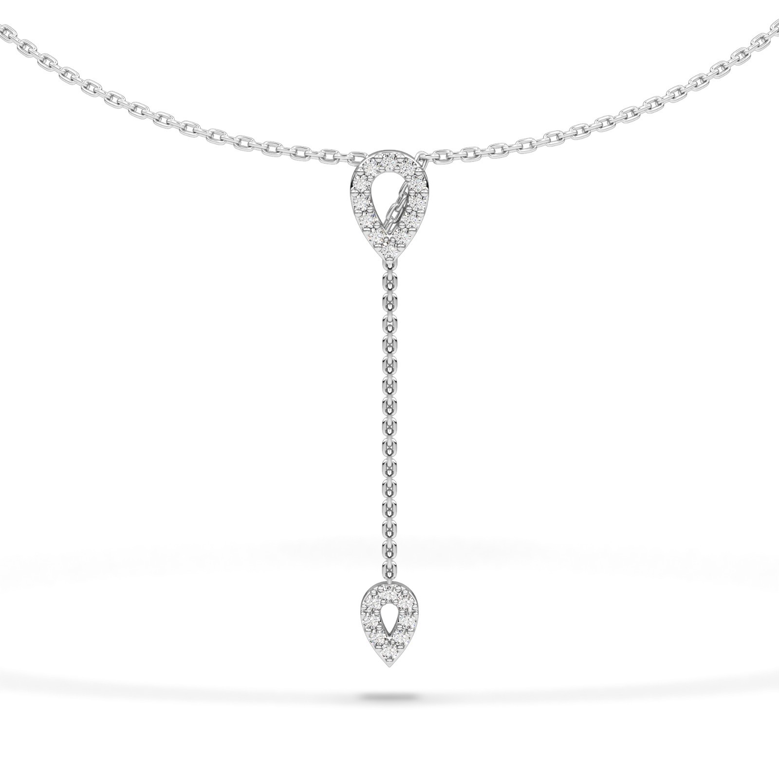 Modern Pear Shape Natural or Lab Grown Diamond Y Drop Necklace 10K 14K 18K Gold
