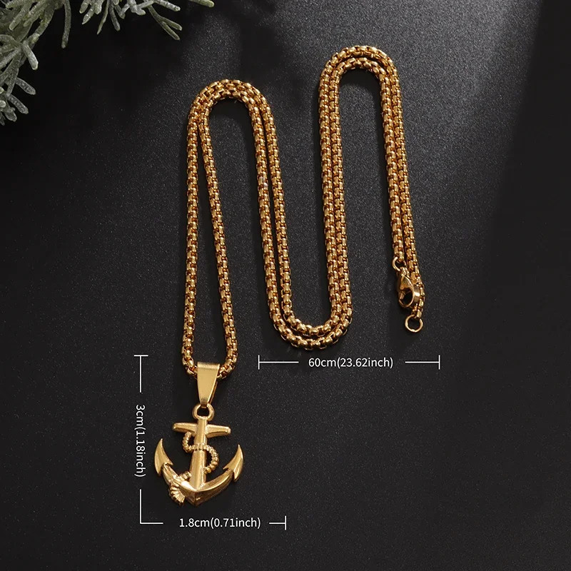 Stainless Steel Pirates of The Caribbean Anchor Sailor Anchor Necklace Pendant M
