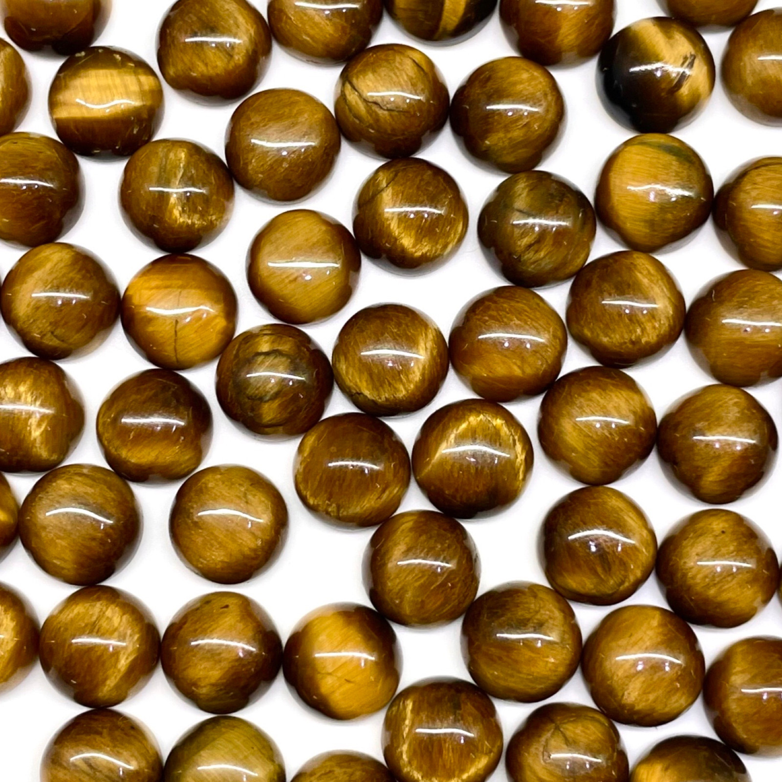 42 Pcs Natural Tiger Eye 10mm Round Cabochon Wholesale Loose Gemstones Lot