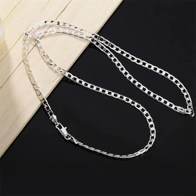 Men’s 925 Stamped Silver Cuban Link Chain Necklace Lobster Clasp Unisex