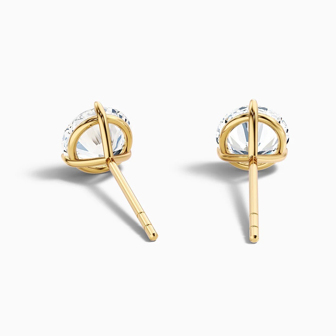 2 Ct Round Cut Lab Grown Diamond Solitaire Stud Earrings 14k Yellow Gold