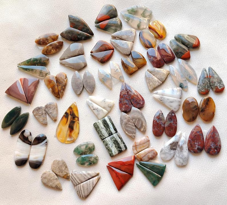 Natural Mix Gemstone Matched Pair Cabochon Mix Loose Gemstone Wholesale Lot