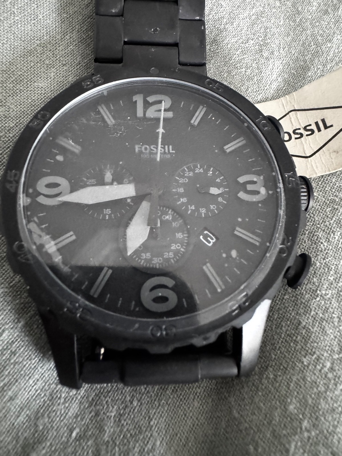 BRAND NEW Fossil “Nate” Chronograph Black Stainless Steel Watch (JR1401)