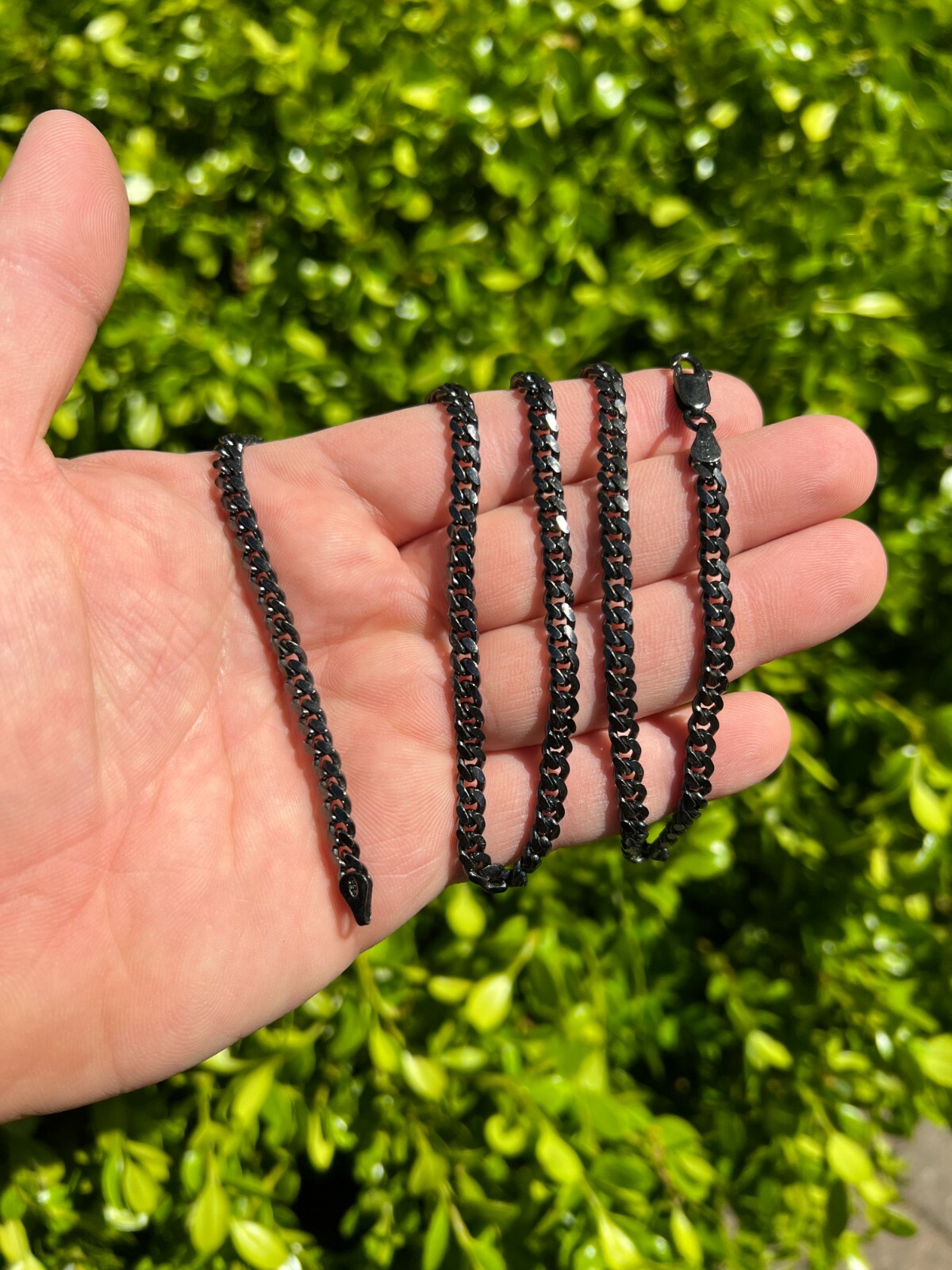 5mm Miami Cuban Link Necklace Black Oxidized Rhodium Real 925 Sterling Silver