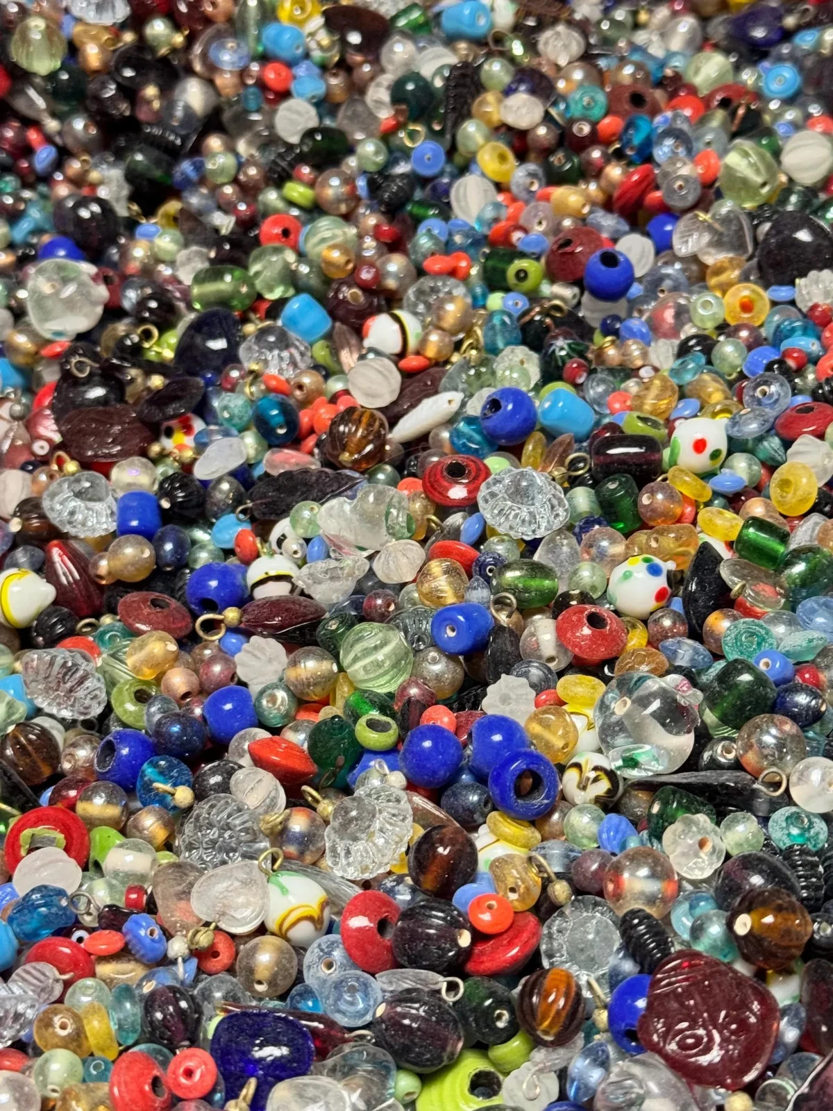 EVERYTHING Mix 2 lb. Vintage India Glass Beads Lot Crafts Jewelry Bulk Estate