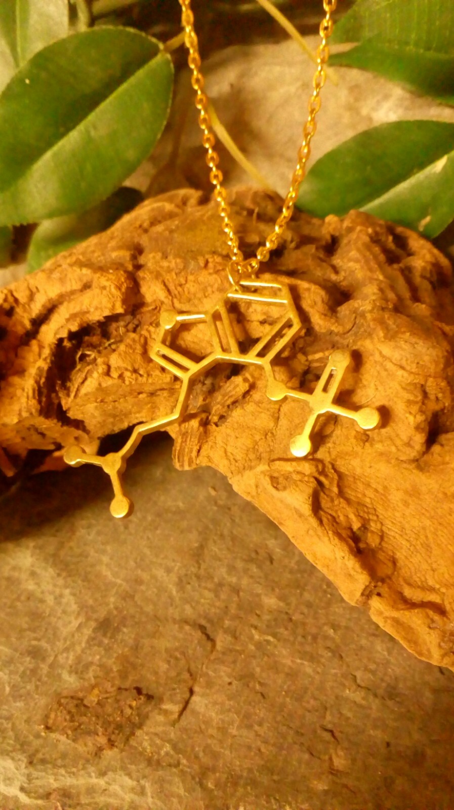 DOPAMINE SEROTONIN Molecule DNA genetic structure pendant necklace BRASS India