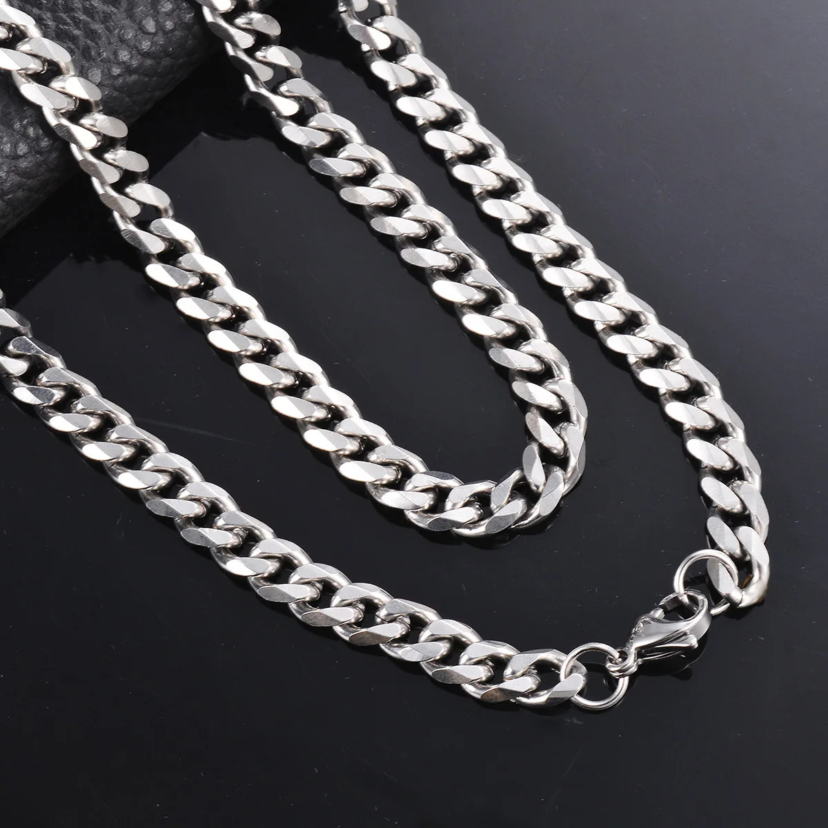 1 Piece Size 3.6mm-9mm Men’s Necklace Stainless Steel Cuban Link Chain Bracelet