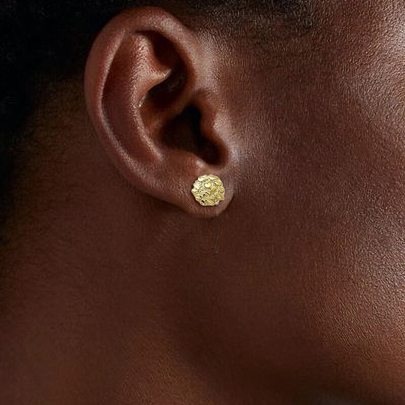 Magnetic Cookie Nugget Earrings Hip Hop Iced Gold plated Cubic Zirconia Earrings
