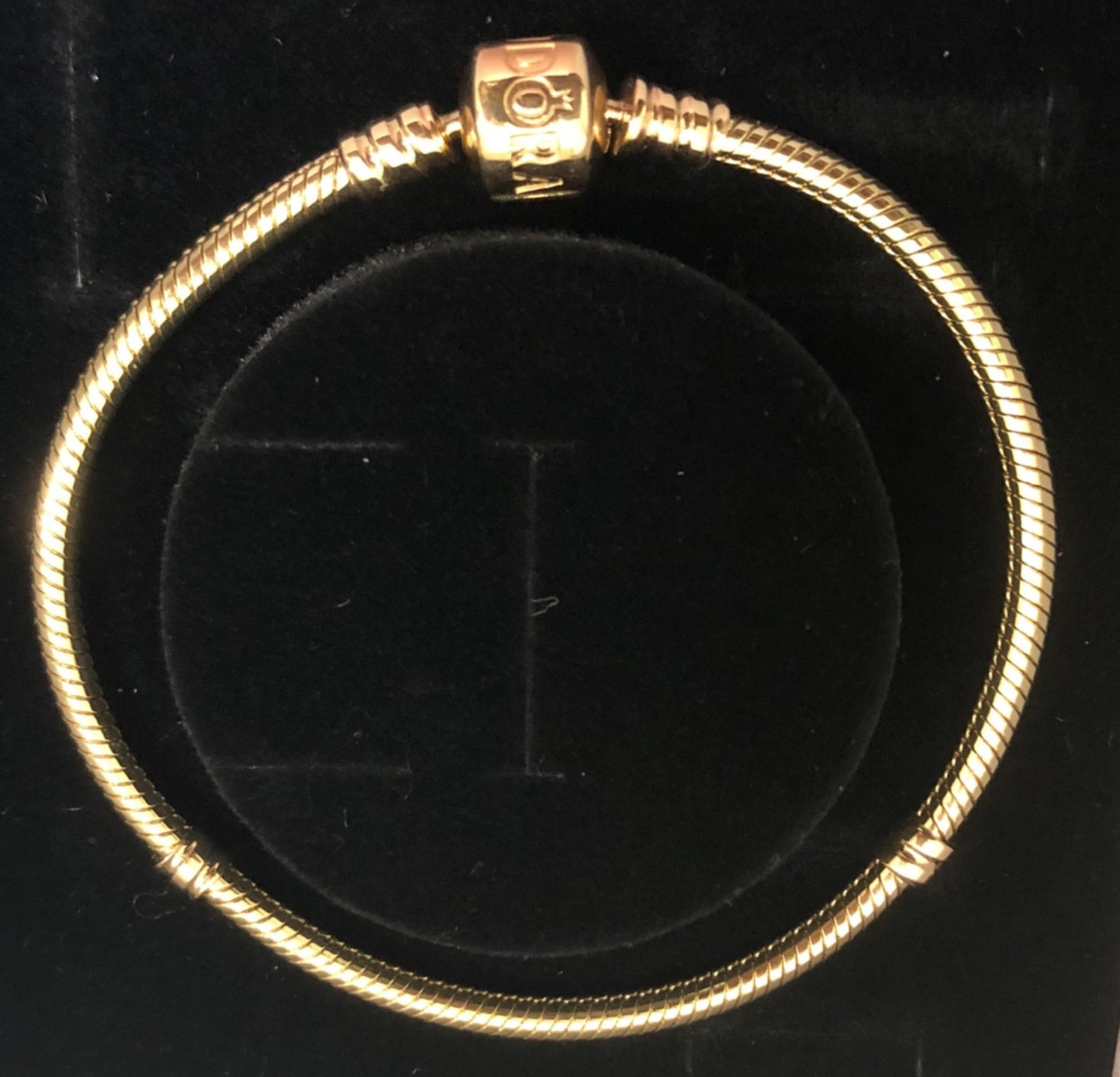 NEW💕 Pandora Moments 14K Solid Gold Barrel Clasp Bracelet 550702 7.5″/19cm