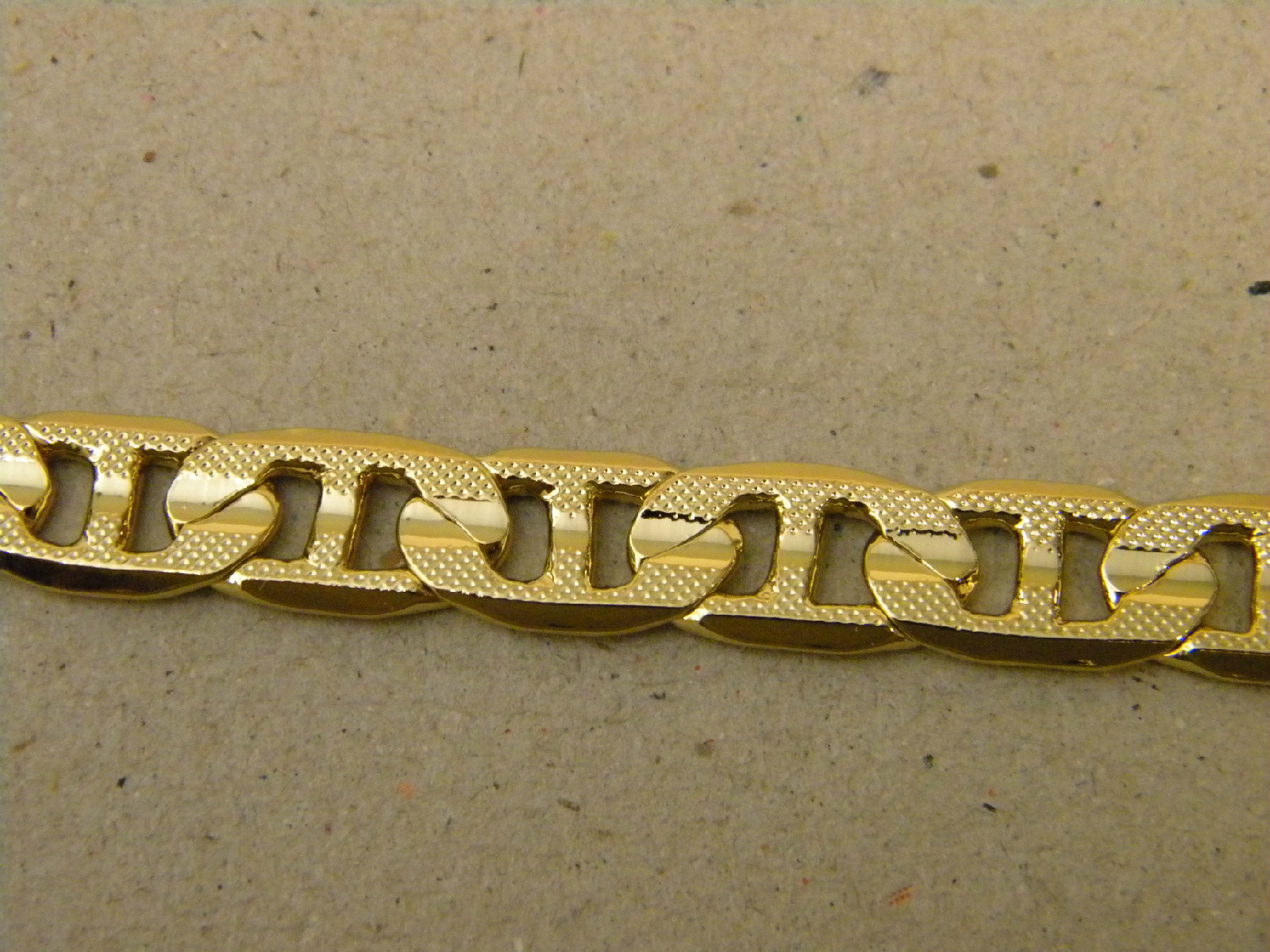 Men’s Lady’s 9in inch Concave Mariner Link Yellow Gold Plated Bracelet 10mm Wide