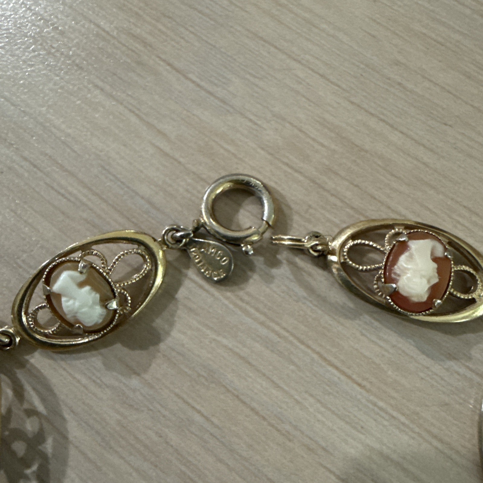 Vintage AMCO Cameo Filigree 1/20 14k Gold Filled Bracelet 7”